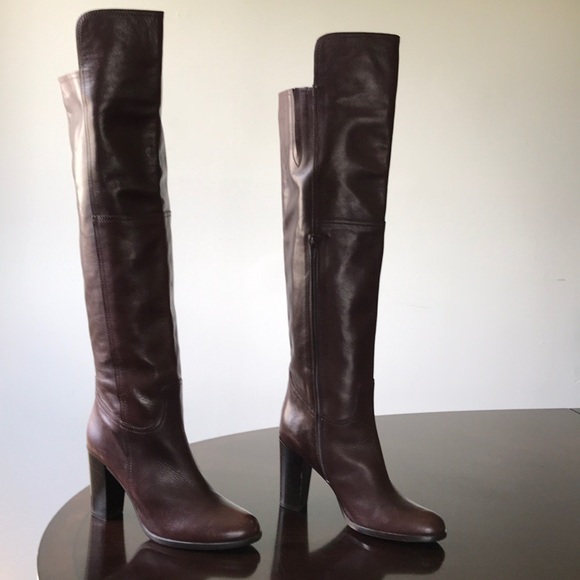Saks Fifth Avenue Brown Knee hi High Heel Boots - Picture 8 of 8